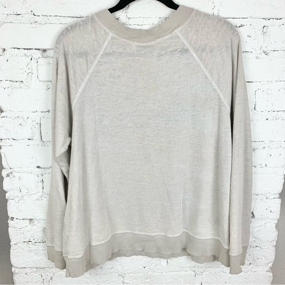 Wildfox Hello Light Grey Terry Burnout Long Sleeve Sweatshirt Medium - Picture 7 of 8